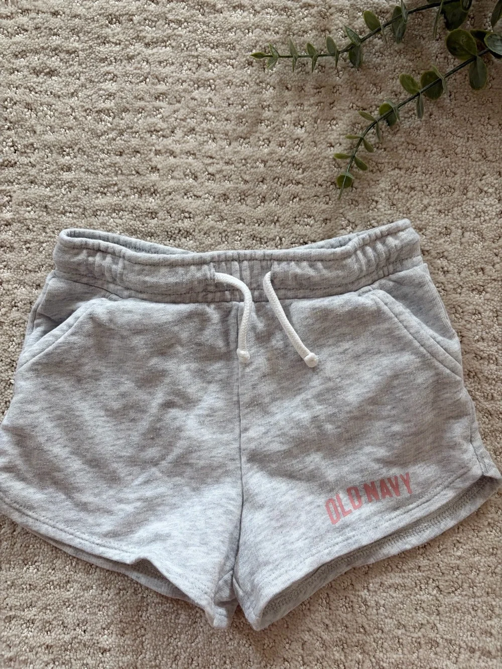 Old Navy Light Gray Shorts with Pink Logo